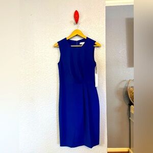 Calvin Klein | Royal Blue | NWT | Size 6 | Crepe Drape Front Pleat Dress